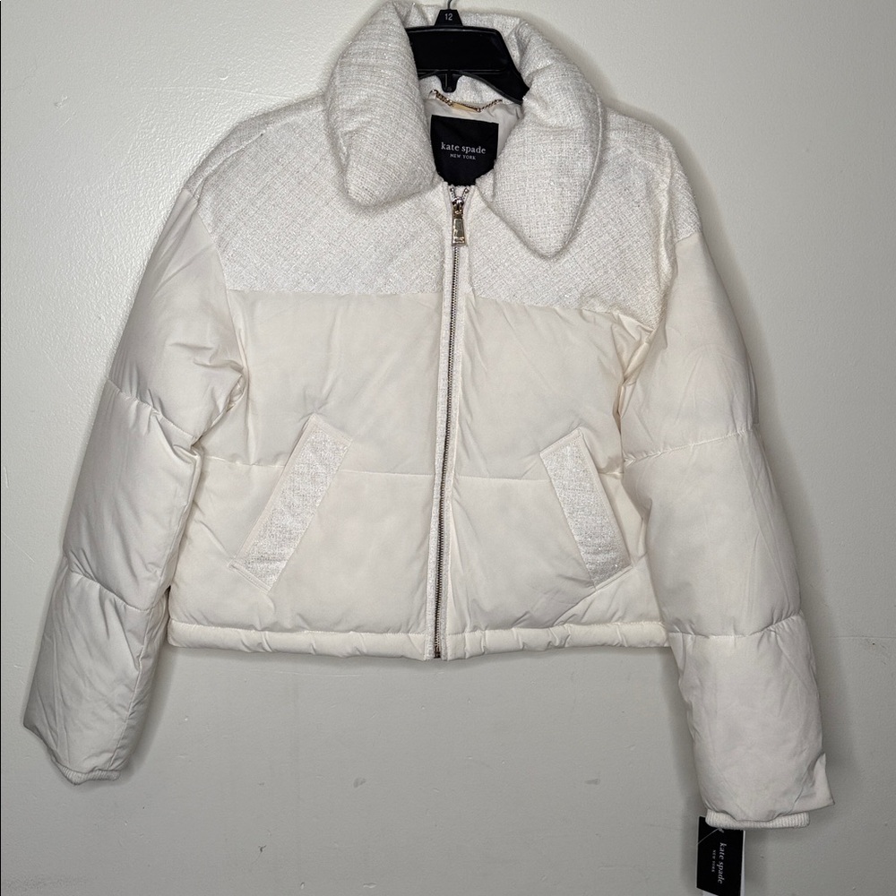 KATE SPADE TWEED MIX MIDEA PUFFER JACKET
